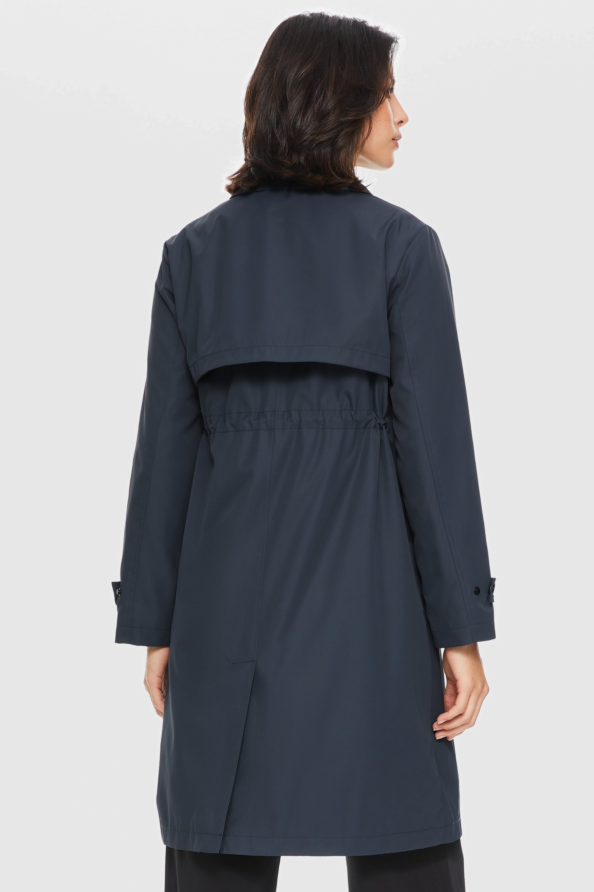 Orolay-Slit Back Hem Breasted Trench Coat-#color_Dark Sapphire