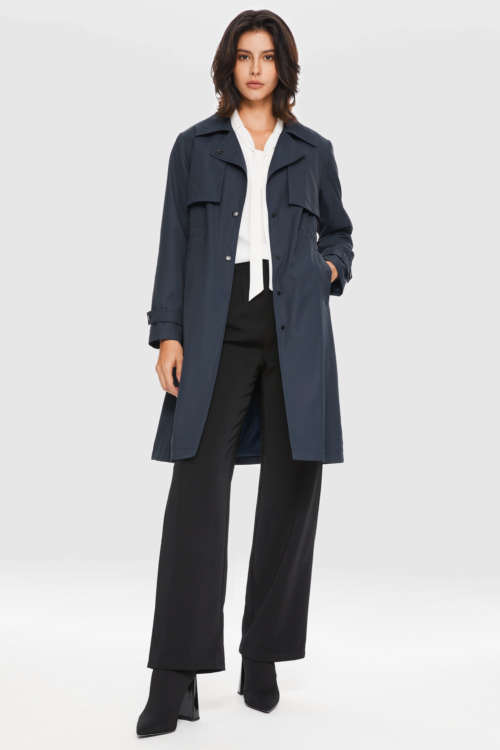 Orolay-Slit Back Hem Breasted Trench Coat-#color_Dark Sapphire