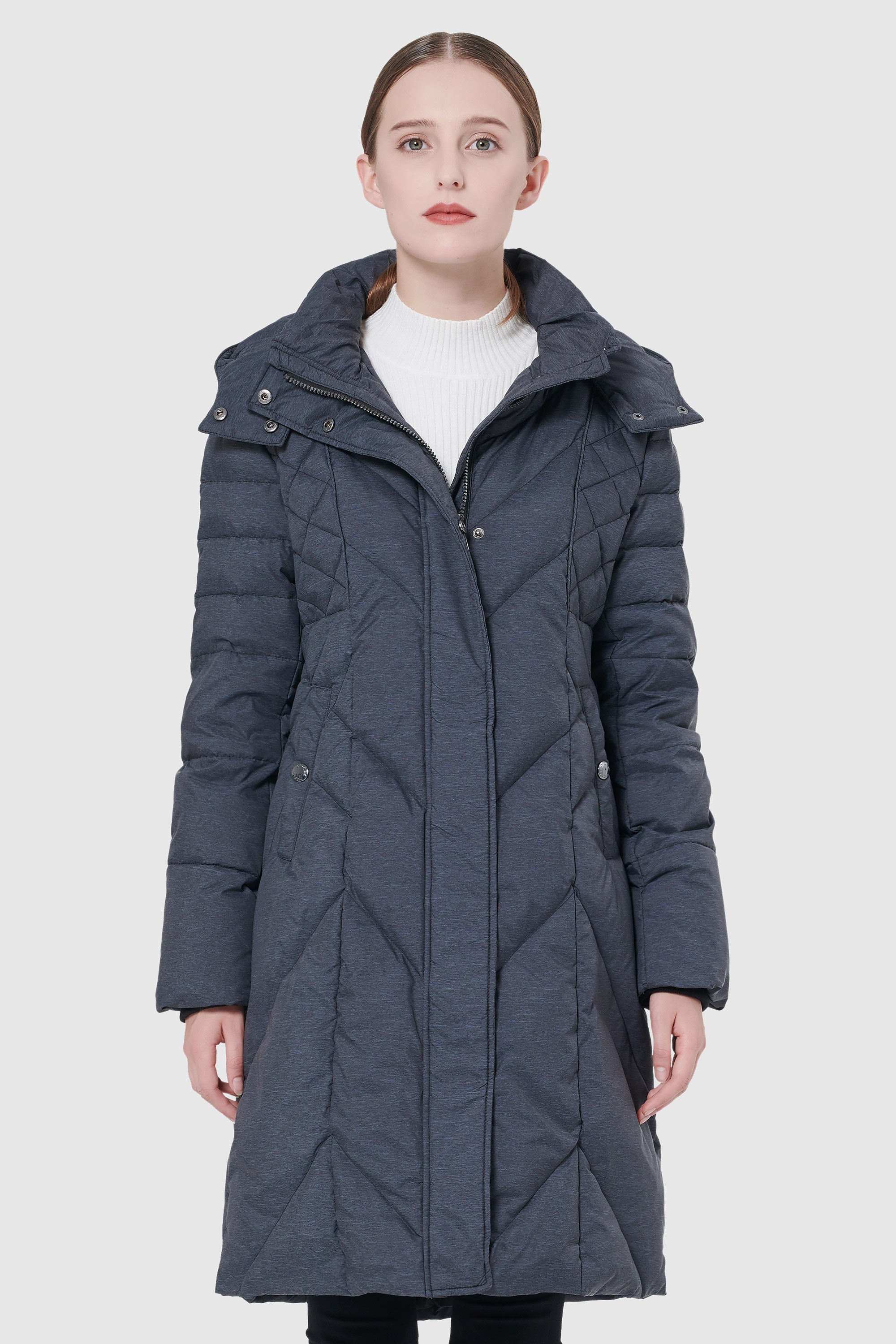 Orolay-Snap Button Puffer Jacket-#color_Odyssey Gray