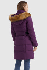 Orolay-Solid Faux Fur Trim Hood Puffer Down Coat-#color_Charisma