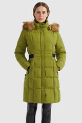 Orolay-Solid Faux Fur Trim Hood Puffer Down Coat-#color_Camping Gear