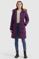 Orolay-Solid Faux Fur Trim Hood Puffer Down Coat-#color_Charisma