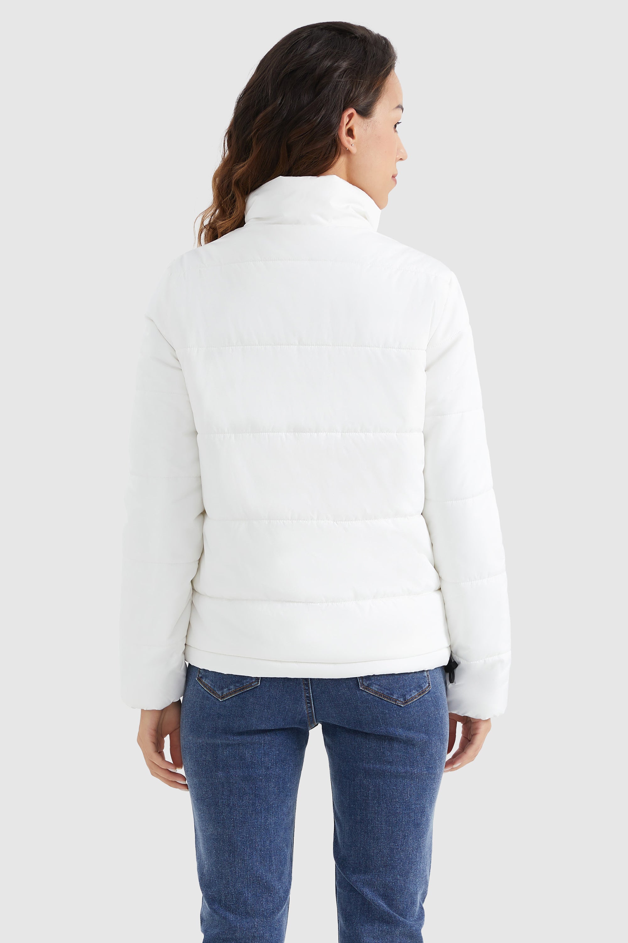 Orolay-Solid Zip Up Lightweight Puffer Coat-#color_White