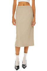 Orolay-Split Midi Pencil Skirts-#color_Khaki