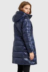 Orolay-Stand Collar Down Parka with Hood-#color_Blueprint