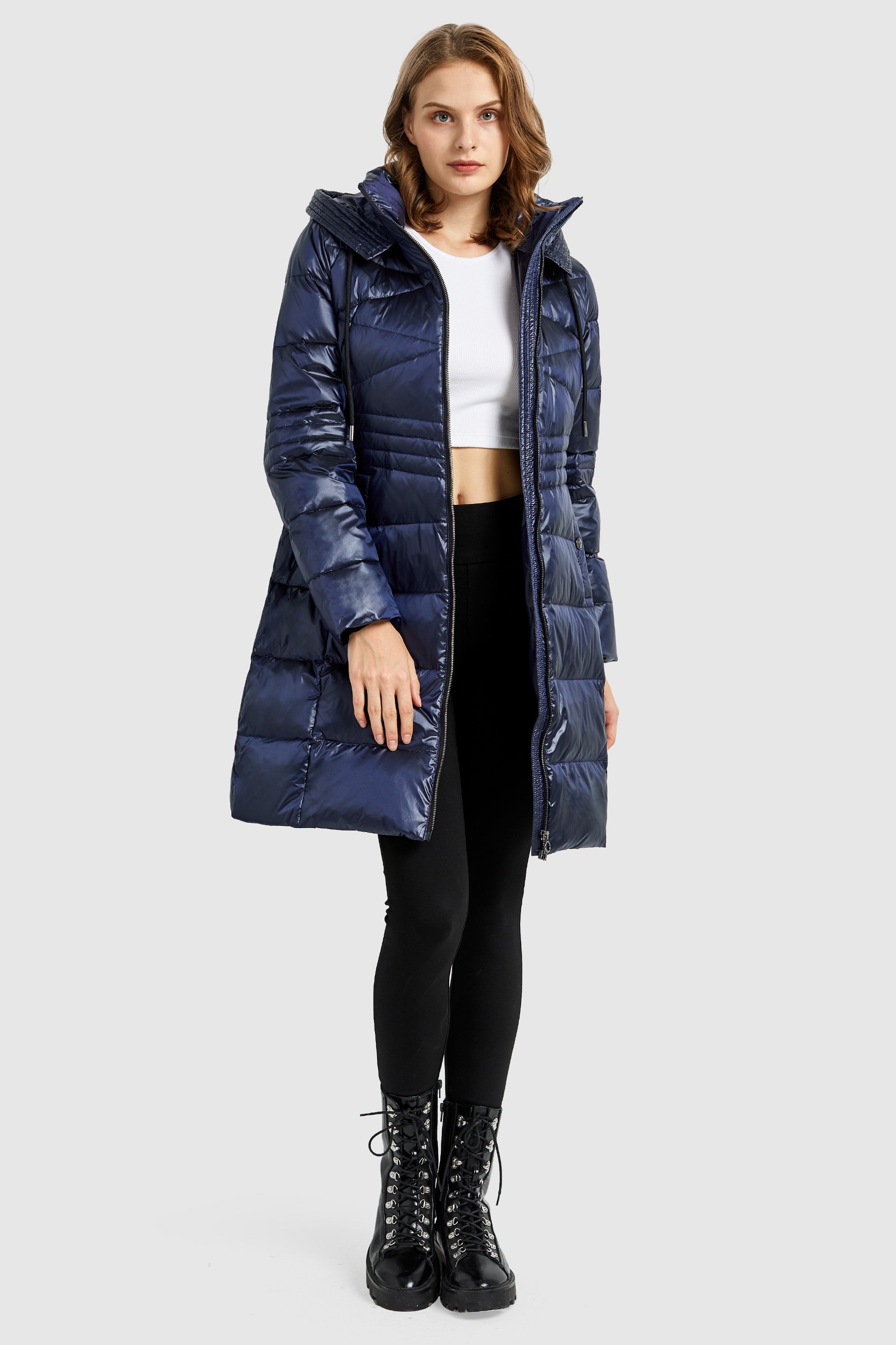 Orolay-Stand Collar Down Parka with Hood-#color_Blueprint