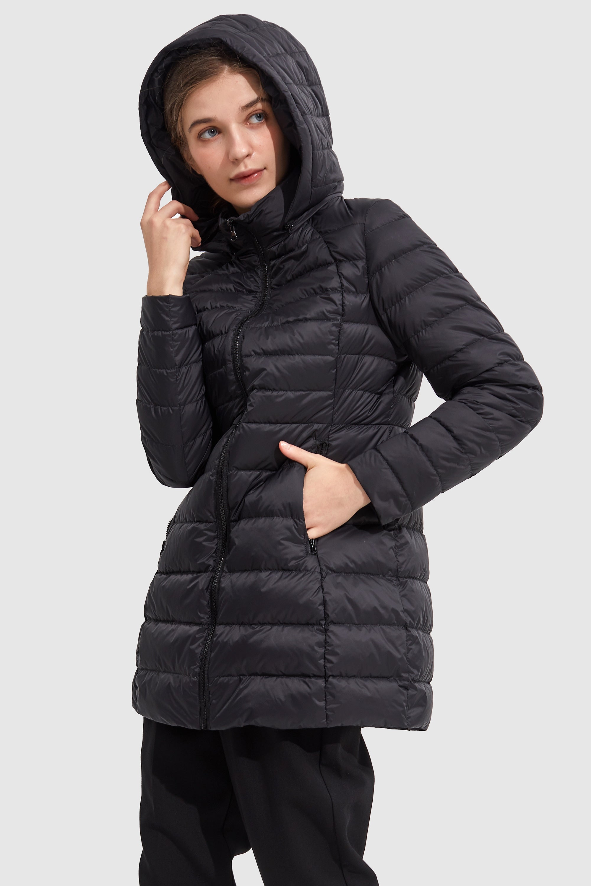 Orolay-Stand Collar Light Quilted Down Jacket-#color_Black