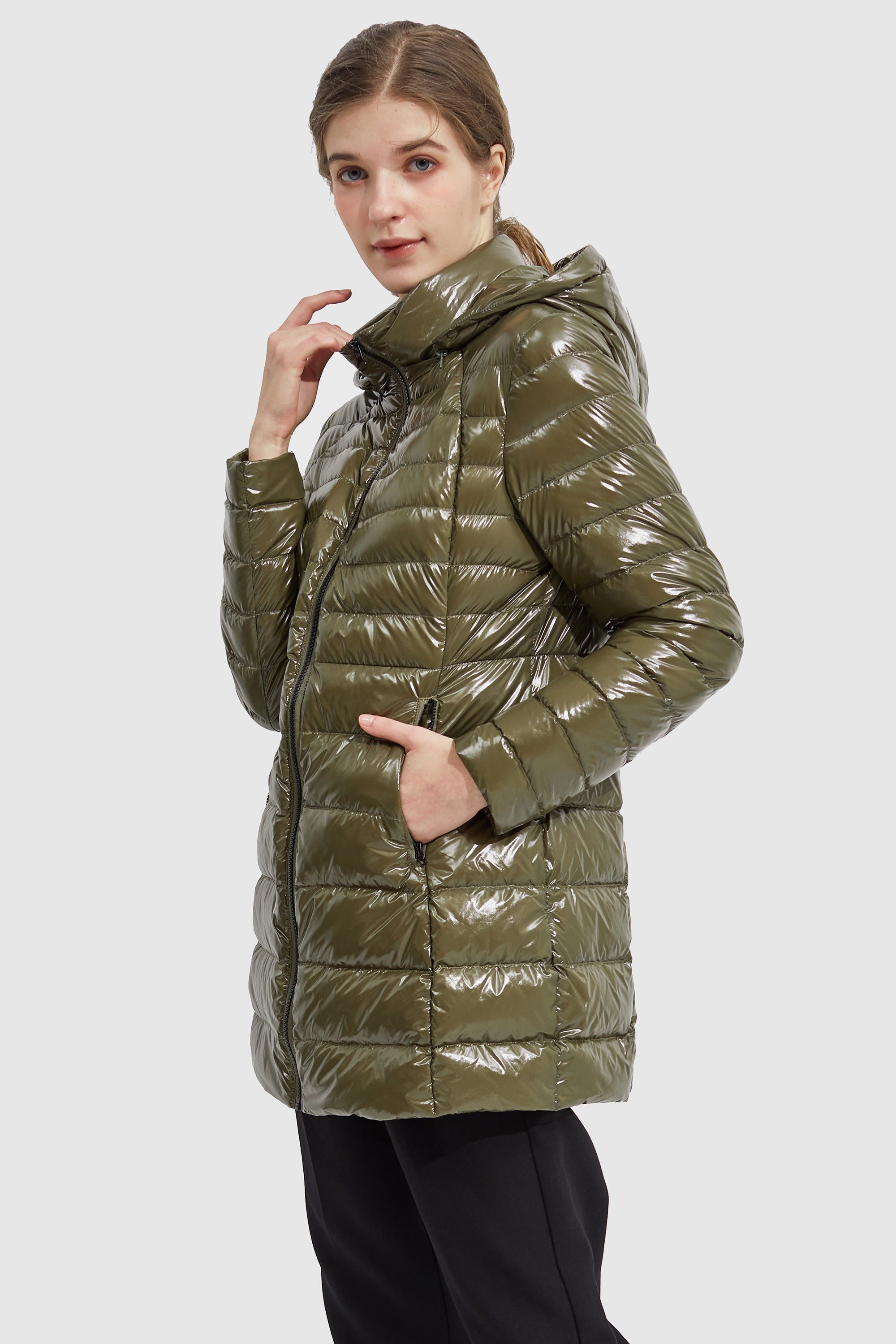 Orolay-Stand Collar Light Quilted Down Jacket-#color_Breen