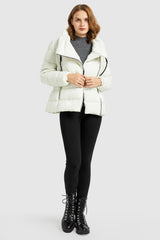 Orolay-Stand Collar Oblique Placket Puffer Coat-#color_White