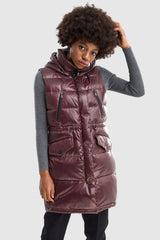 Orolay-Stand Collar Thick Hooded Down Vest-#color_Syrah