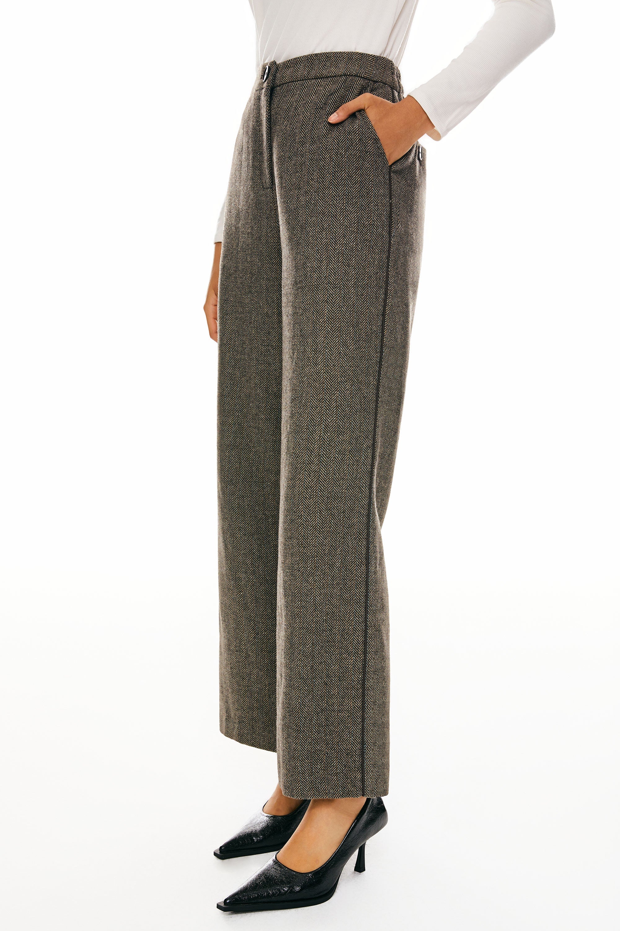 Orolay-Straight Leg Dress Pant-Image 3 of Straight Leg Dress Pants from Orolay - #color_Brown stripes