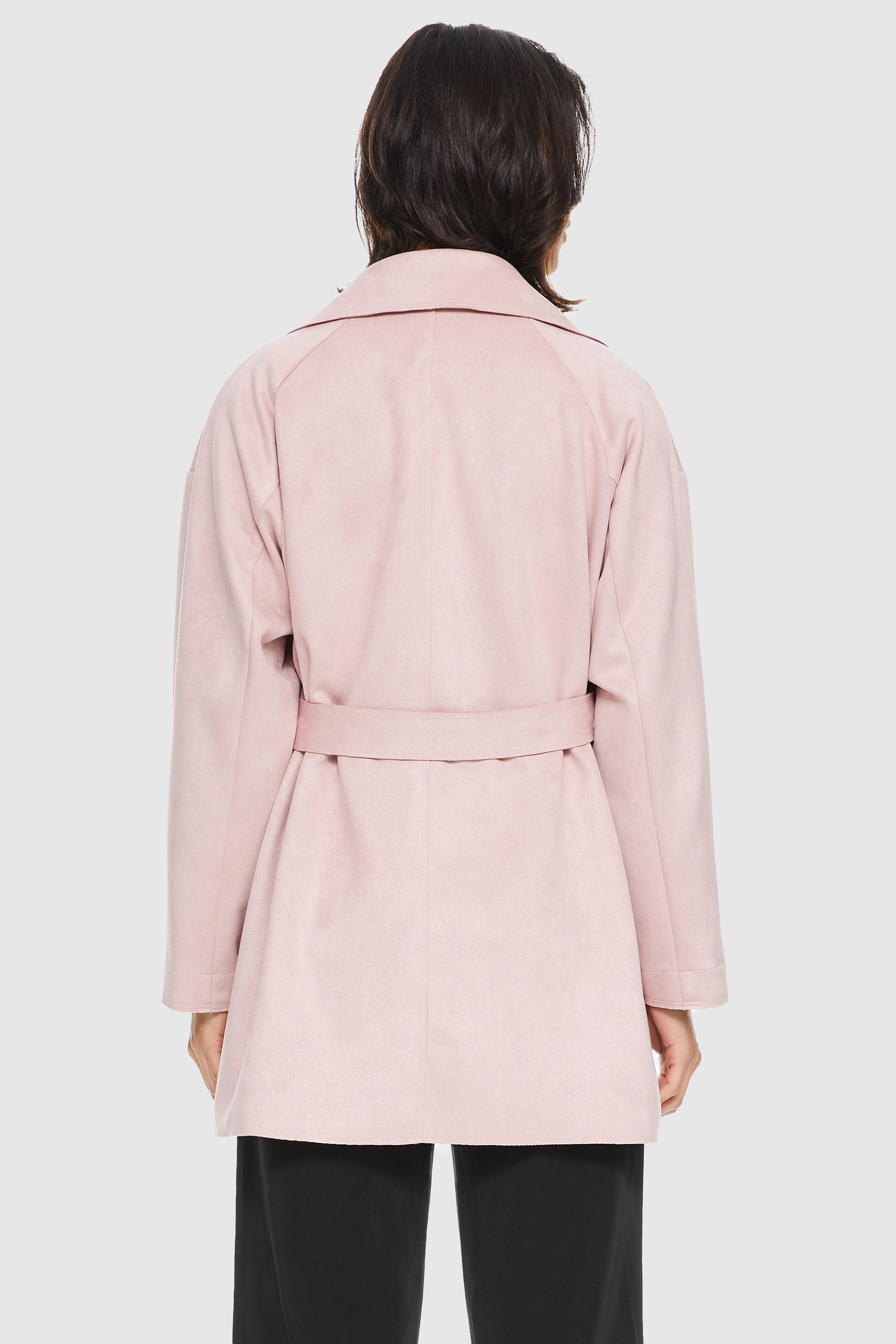 Orolay-Suede Lightweight Trench-#color_Almost Mauve