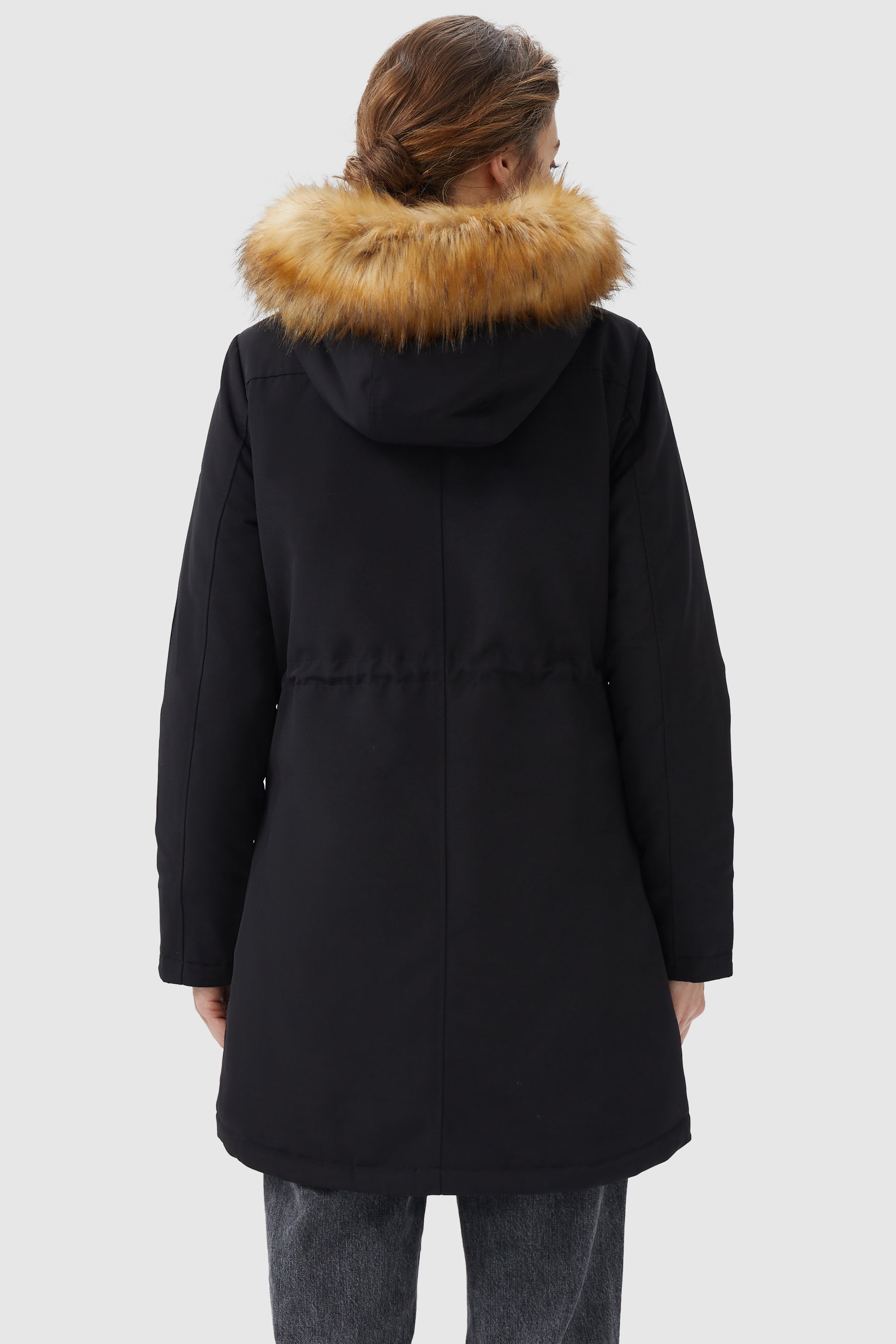 Orolay-Thickened Fleece Lined Parka-#color_Black