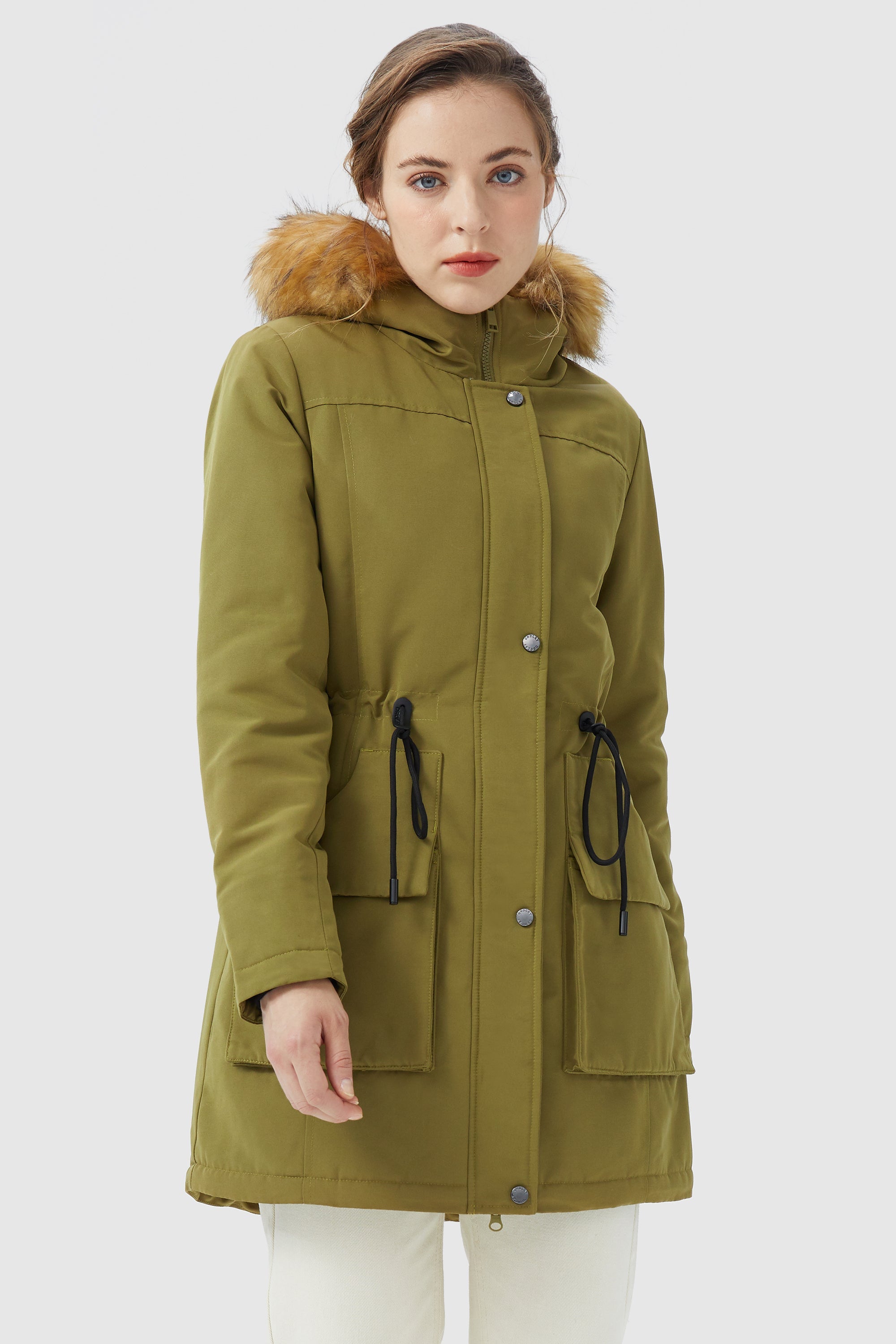 Orolay-Thickened Fleece Lined Parka-#color_Peat Moss