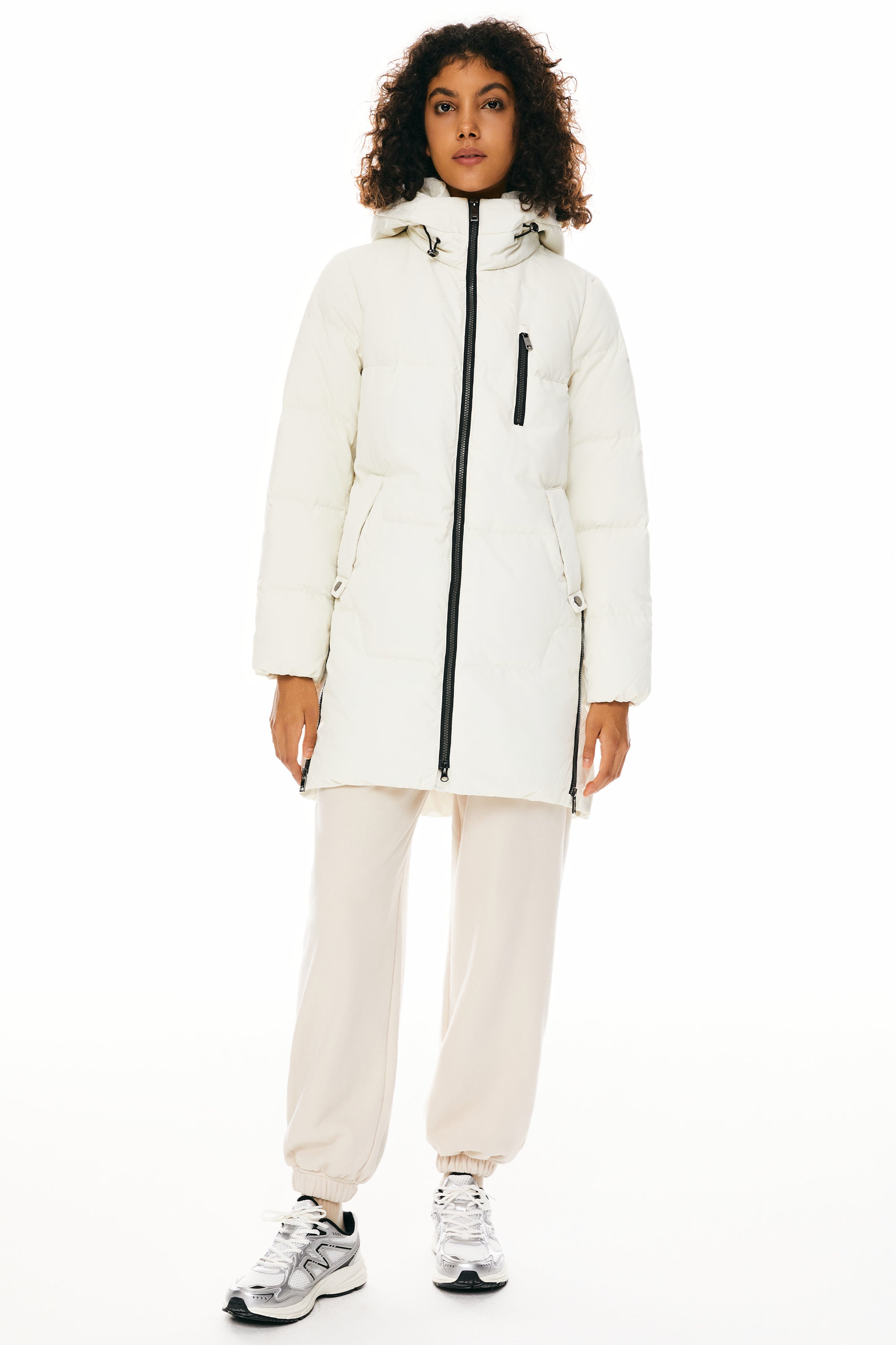 Orolay-Two-Way Zipper Hooded Puffer Jacket-#color_White