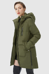 Orolay-Two-Way Zipper Hooded Puffer Jacket-#color_Peat Moss