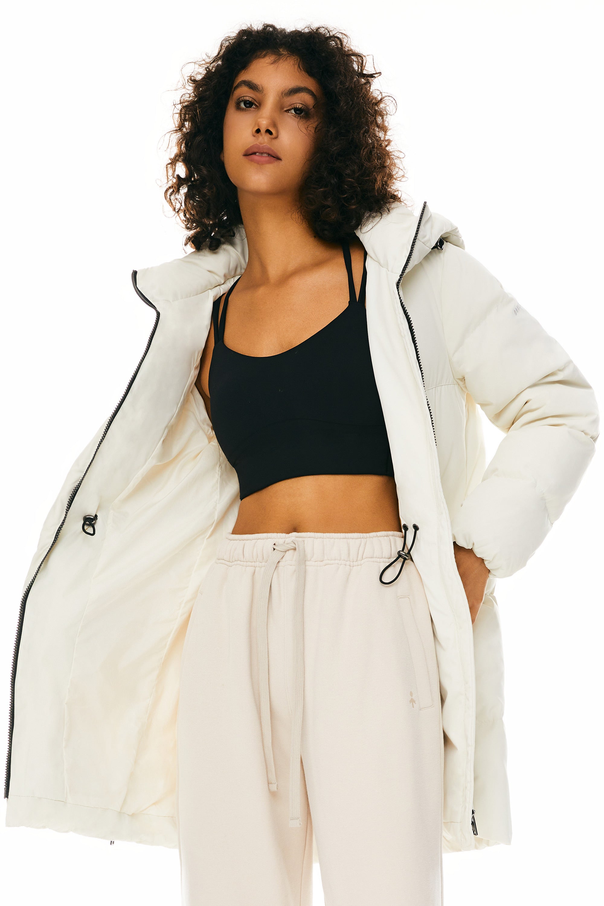 Orolay-Two-Way Zipper Hooded Puffer Jacket-#color_White