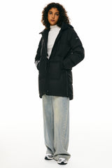 Orolay-Two-Way Zipper Hooded Puffer Jacket-#color_Black