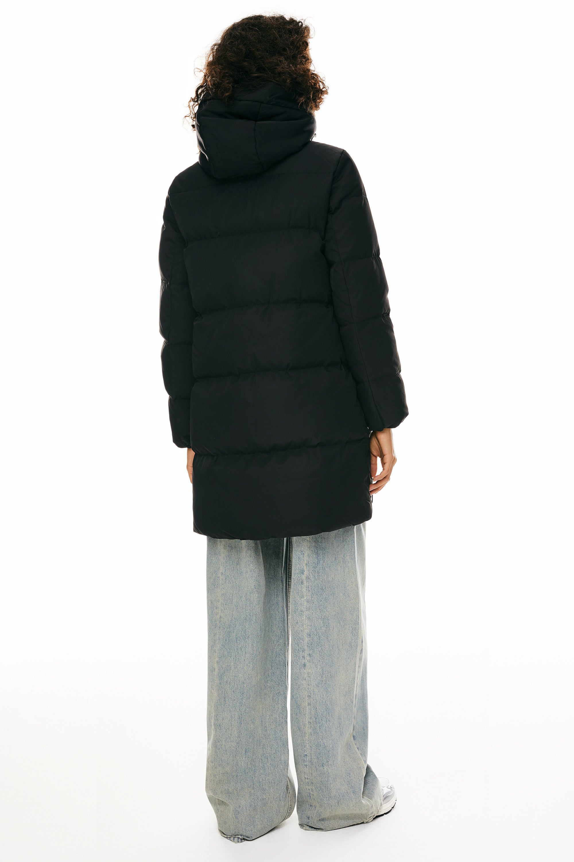 Orolay-Two-Way Zipper Hooded Puffer Jacket-#color_Black