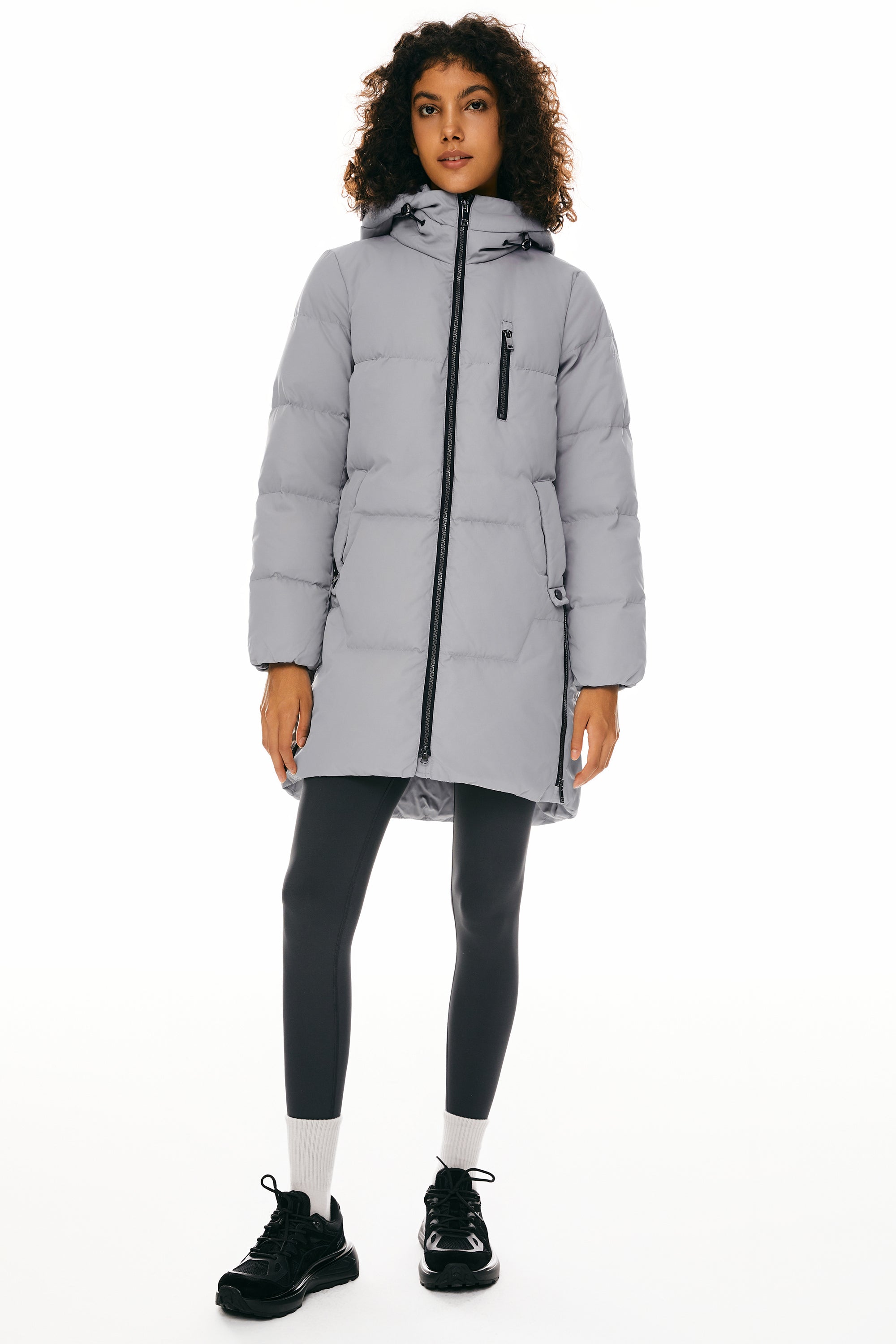 Orolay-Two-Way Zipper Hooded Puffer Jacket-#color_Oyster Mushroom