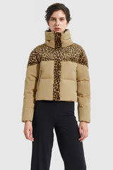 Orolay-Ultra Short Leopard-Print Down Jacket-#color_Khaki&Leopard