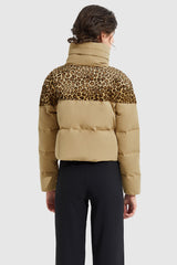 Orolay-Ultra Short Leopard-Print Down Jacket-#color_Khaki&Leopard