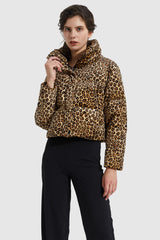 Orolay-Ultra Short Leopard-Print Down Jacket-#color_Leopard