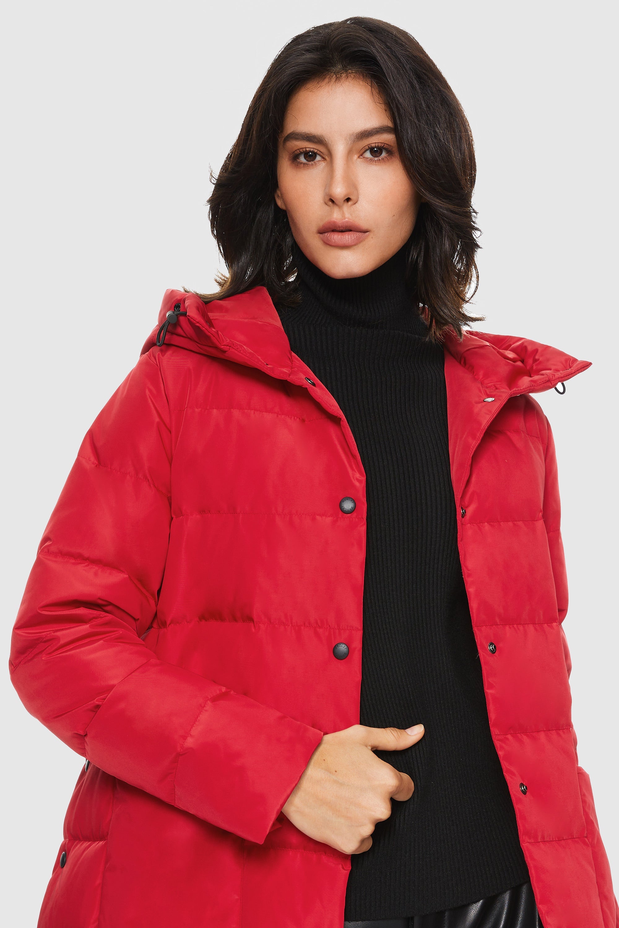 Orolay-Unique Cut Hooded Puffer Coat-#color_Fiery Red