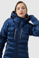 Orolay-Unique Quilting Down Hood Coat-#color_True Blue