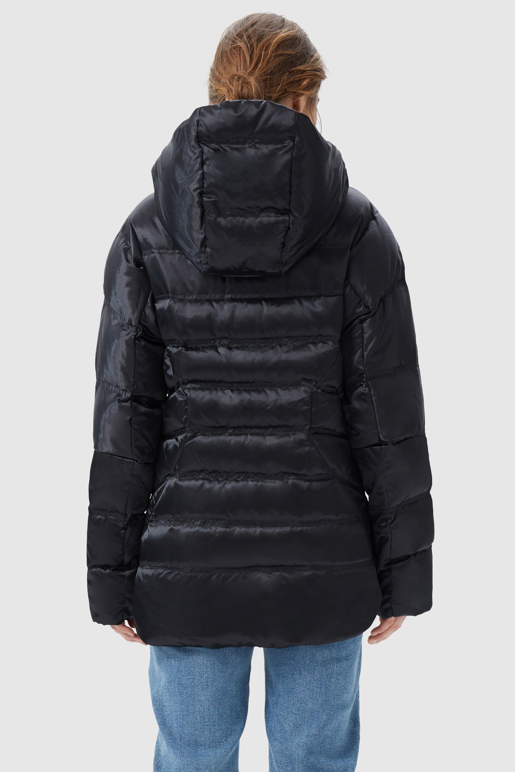 Orolay-Unique Quilting Down Hood Coat-#color_Black