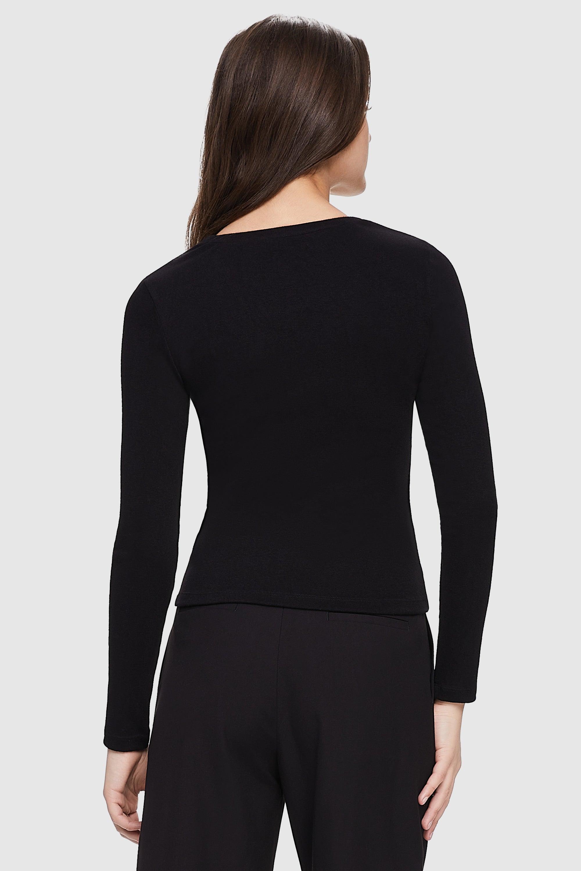 Orolay-V-Neck Knit Sweater-#color_black