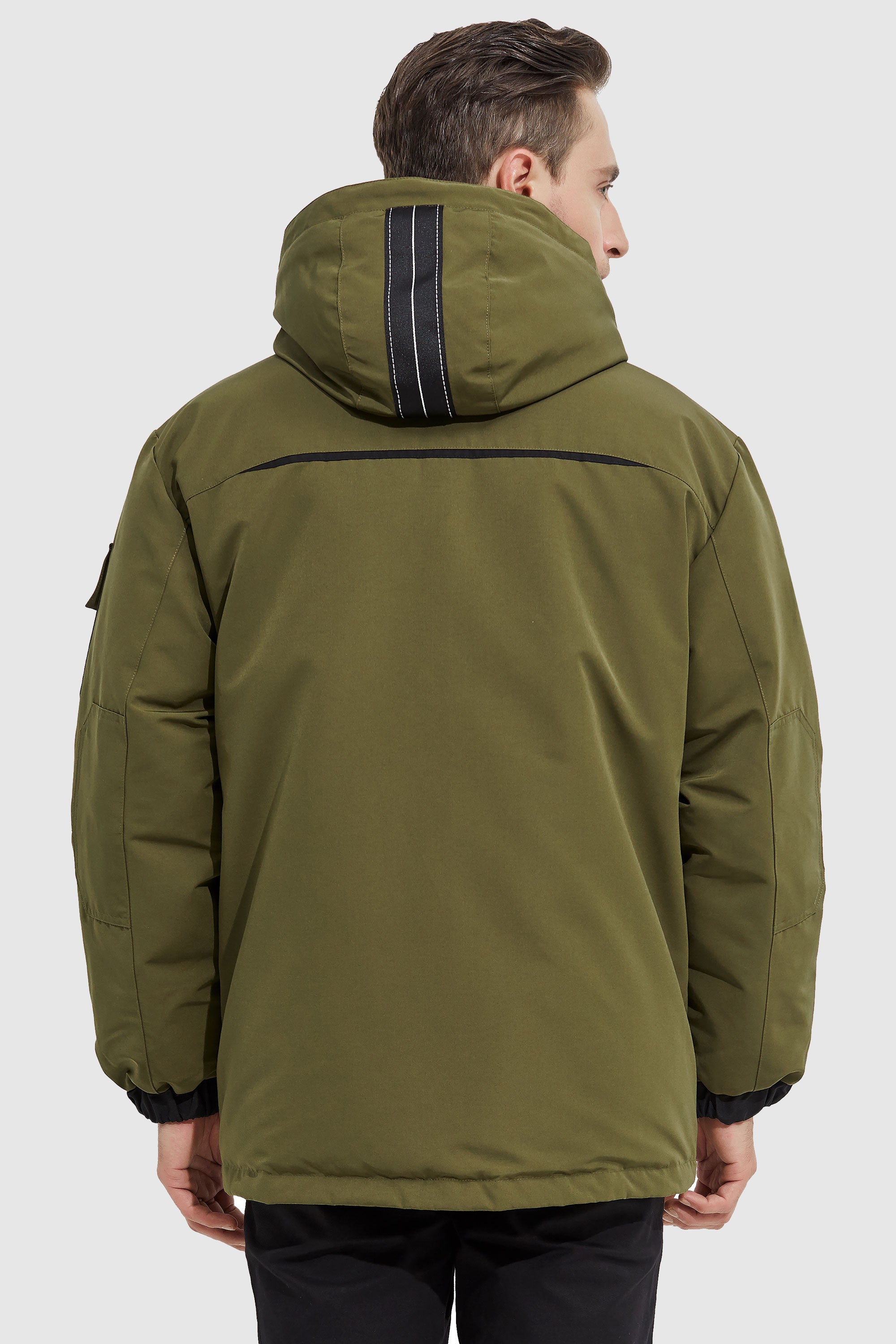 Orolay-Warm Anorak Detachable Hood Down Parka-#color_Fir Green