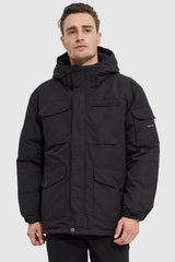 Orolay-Warm Anorak Detachable Hood Down Parka-#color_Black