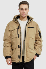 Orolay-Warm Anorak Detachable Hood Down Parka-#color_Sand