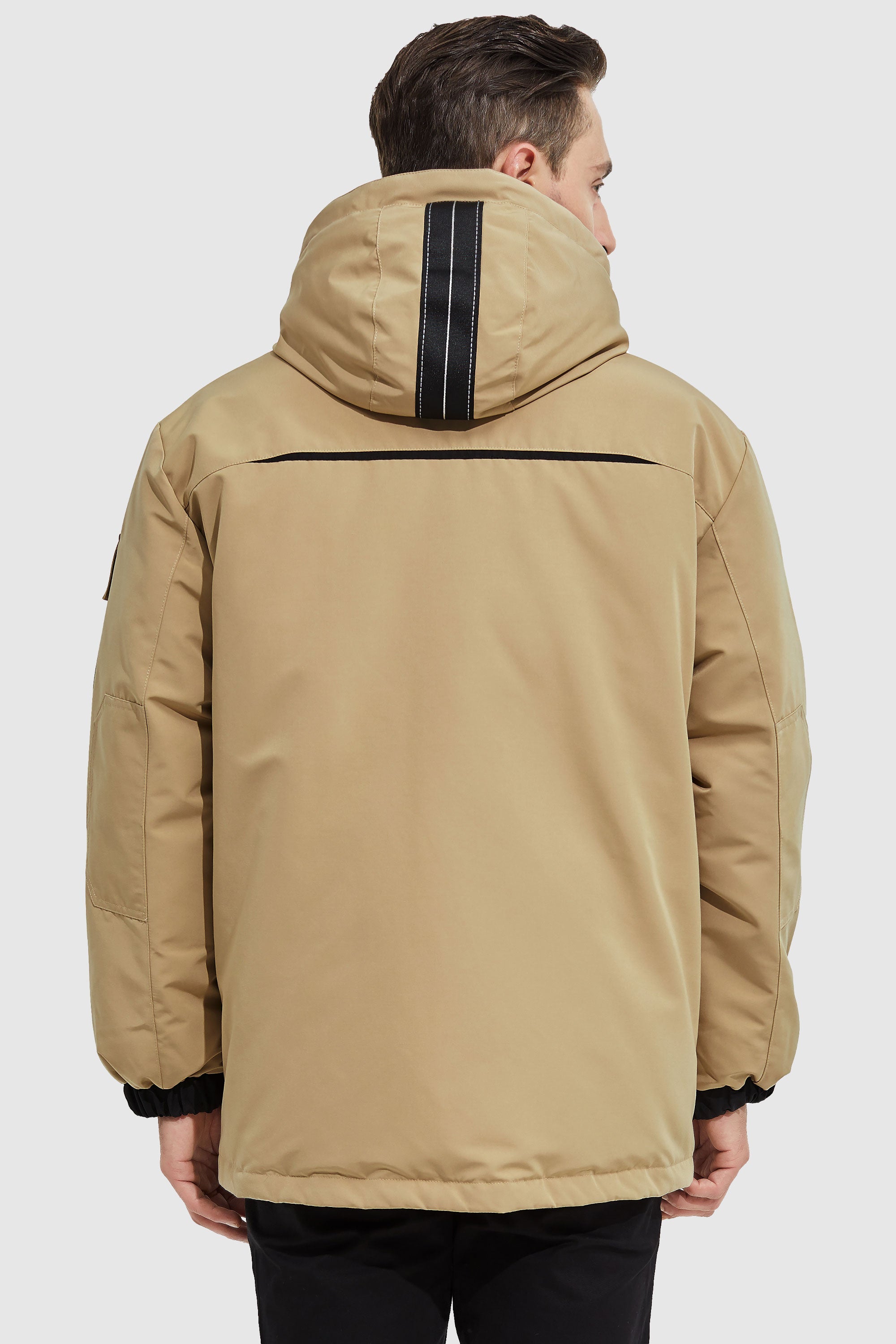 Orolay-Warm Anorak Detachable Hood Down Parka-#color_Sand