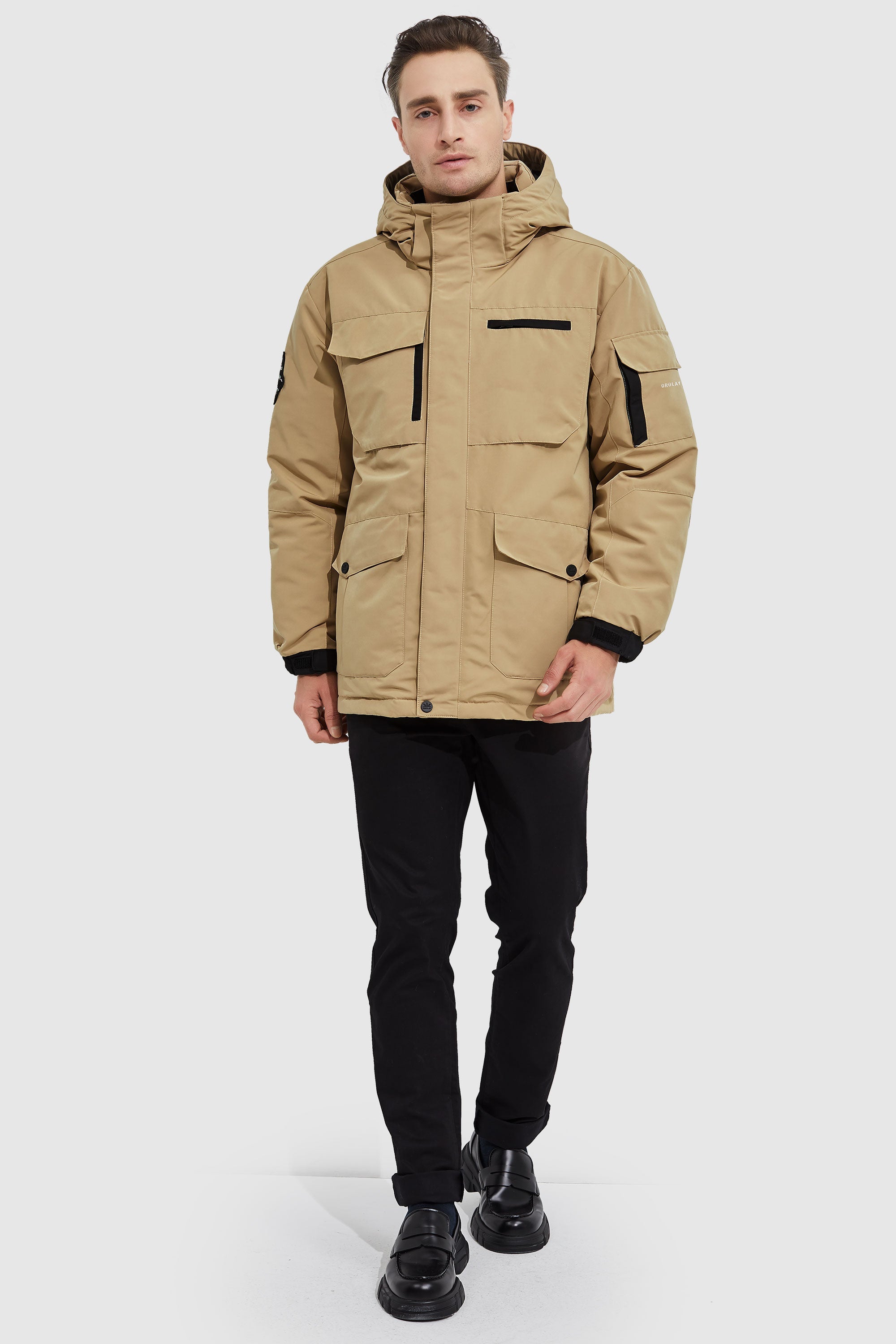 Orolay-Warm Anorak Detachable Hood Down Parka-#color_Sand