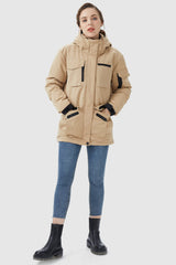 Orolay-Warm Multiple Pockets Parka Jacket-#color_Sand