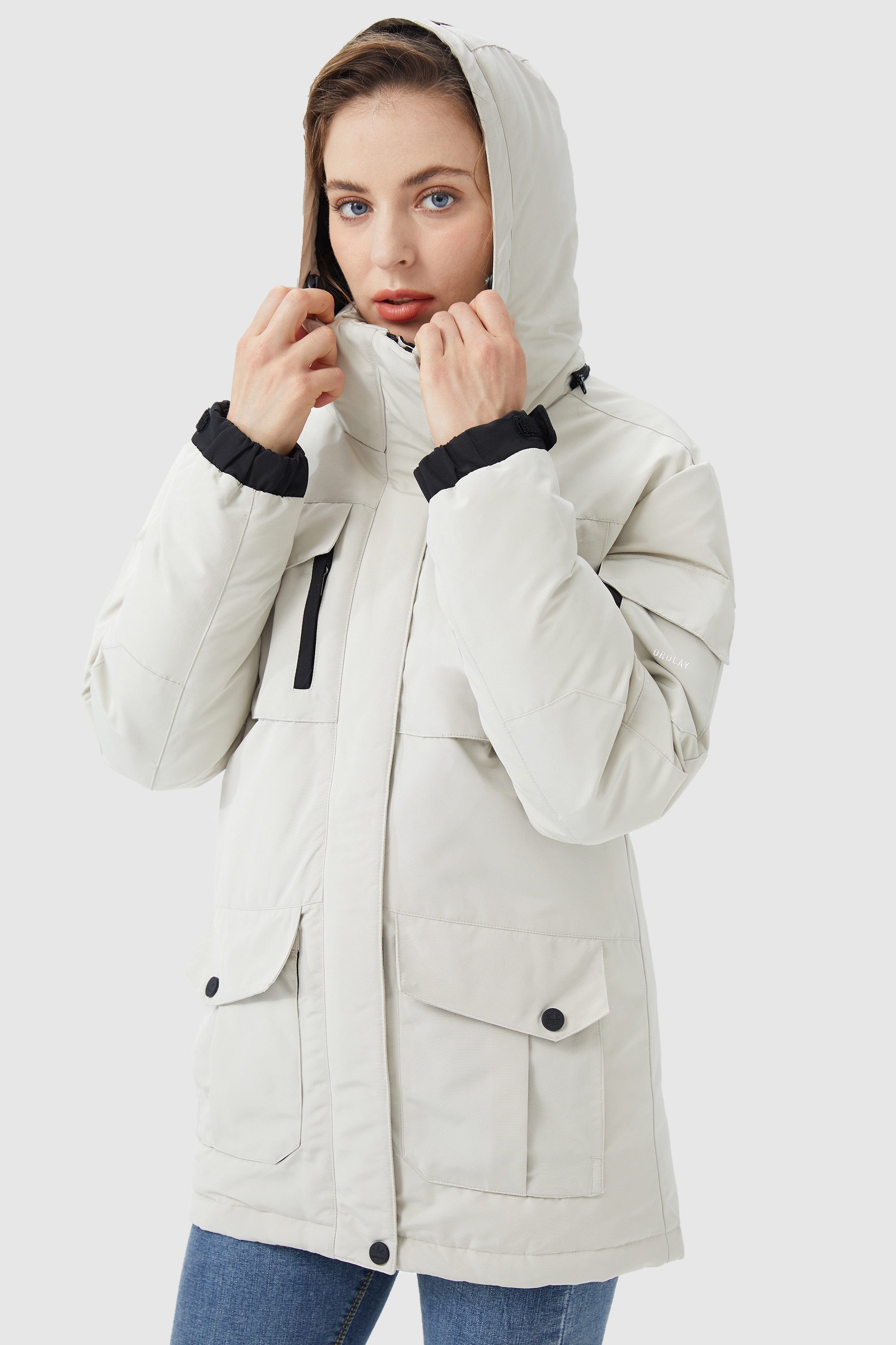 Orolay-Warm Multiple Pockets Parka Jacket-#color_Tofu