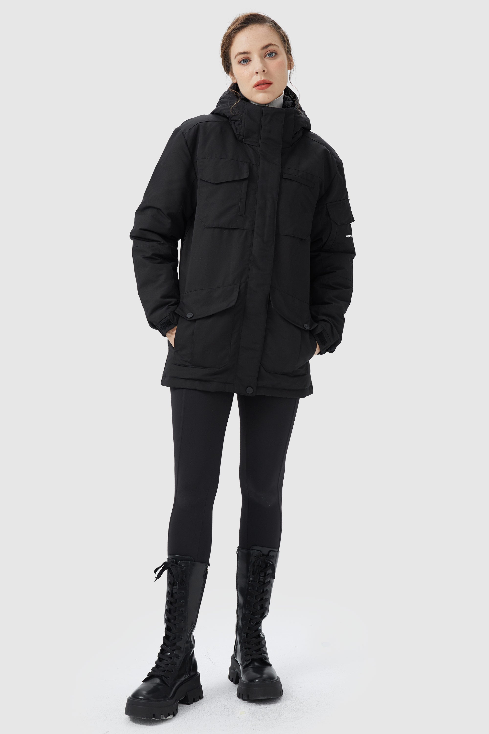 Orolay-Warm Multiple Pockets Parka Jacket-#color_Black