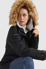 Orolay-Water-Resistant Hooded Parka-#color_Black