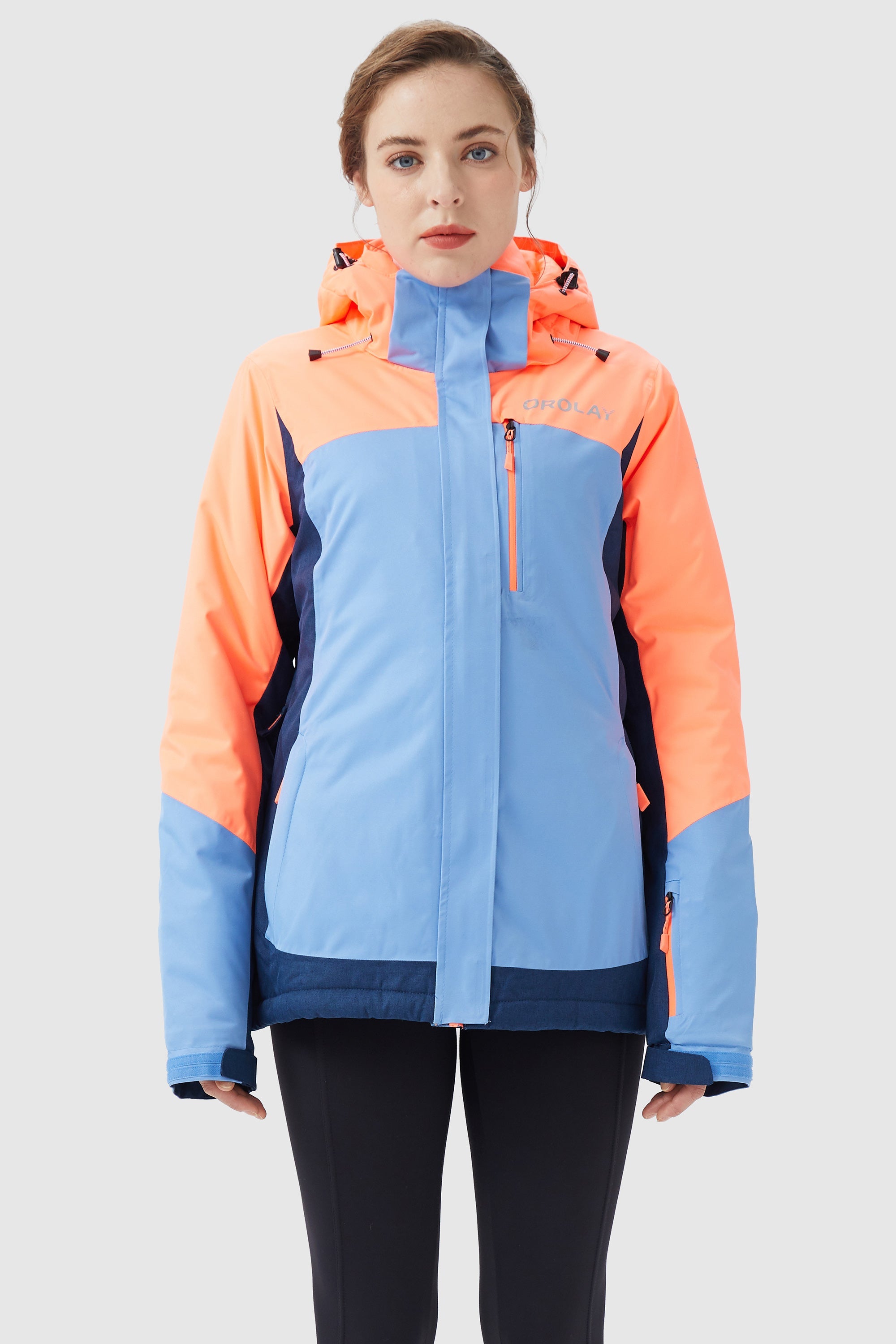 Orolay-Waterproof Snow Winter Coat-#color_Light Orange&Blue