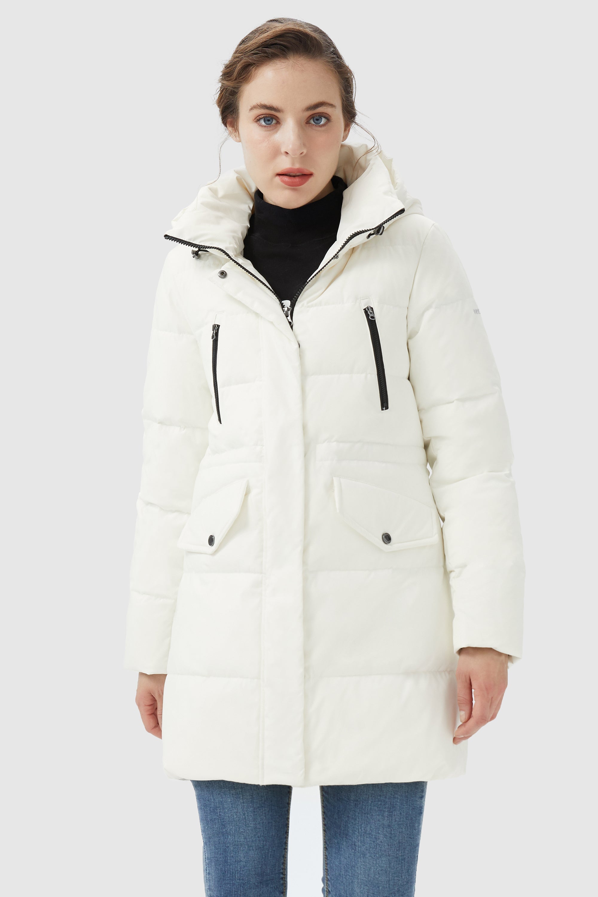 Orolay-Waterproof Thickened Down Jacket with Hood-#color_White