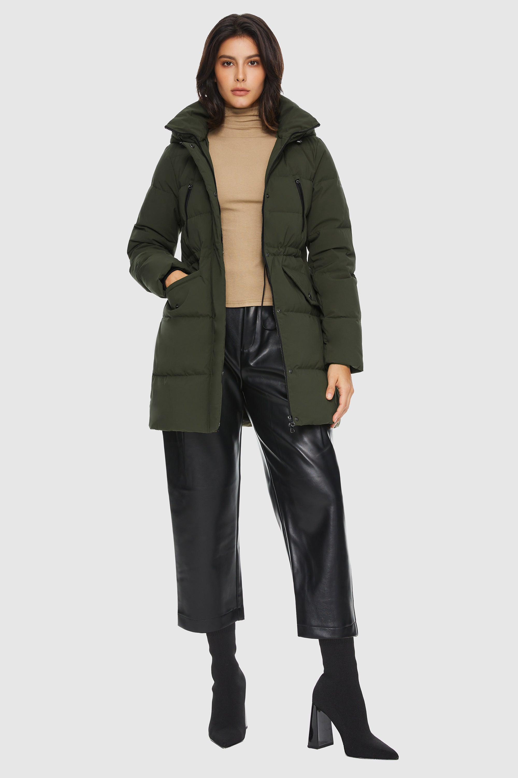 Orolay-Waterproof Thickened Down Jacket with Hood-#color_Chive