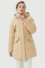 Orolay-Waterproof Thickened Down Jacket with Hood-#color_Frosted Almond