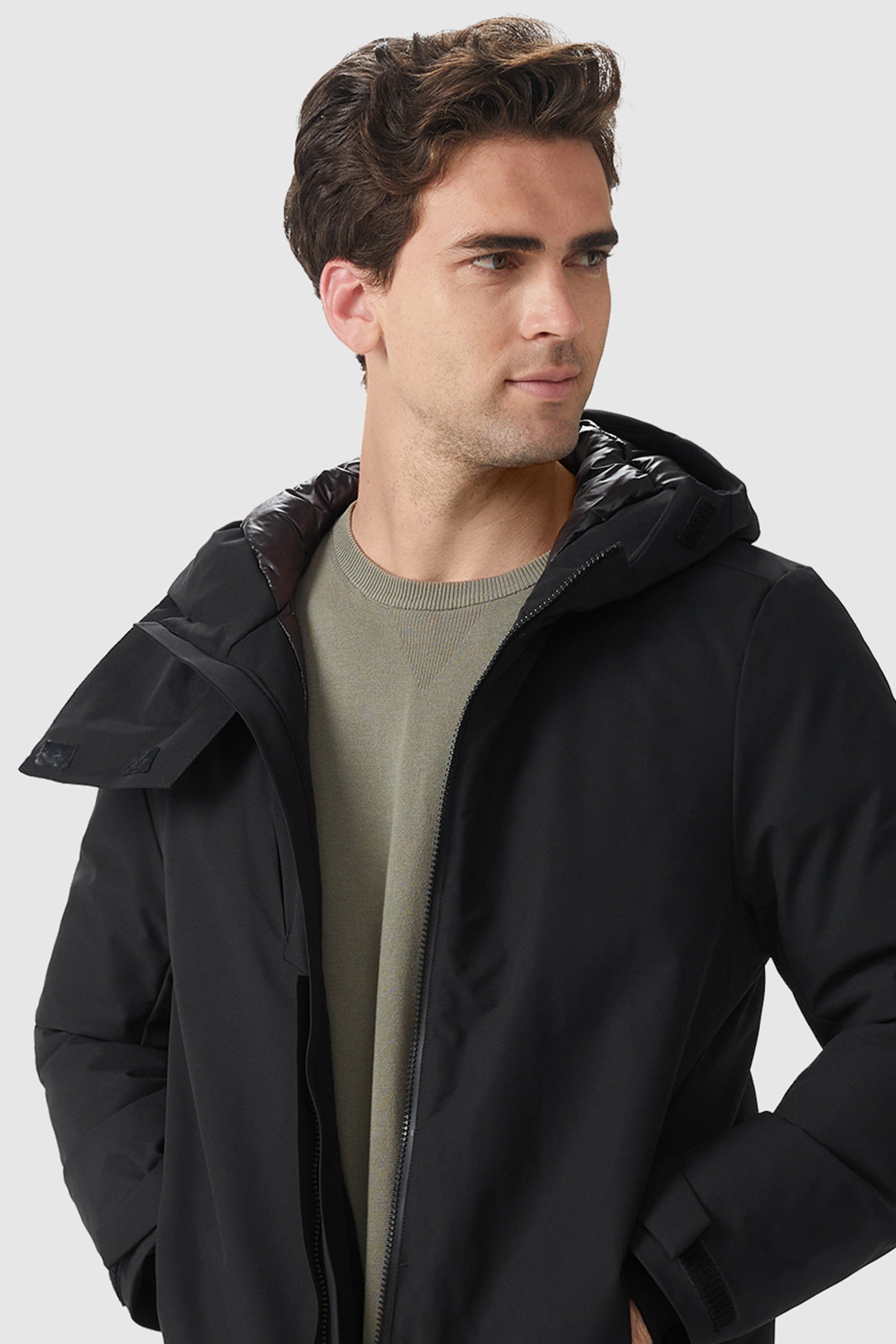 Orolay-Waterproof Winter Jacket with Hood-#color_Black