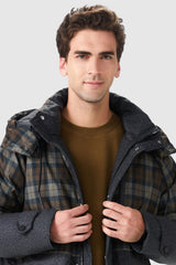 Orolay-Windproof Down Jacket with Hood-#color_Coffee plaid