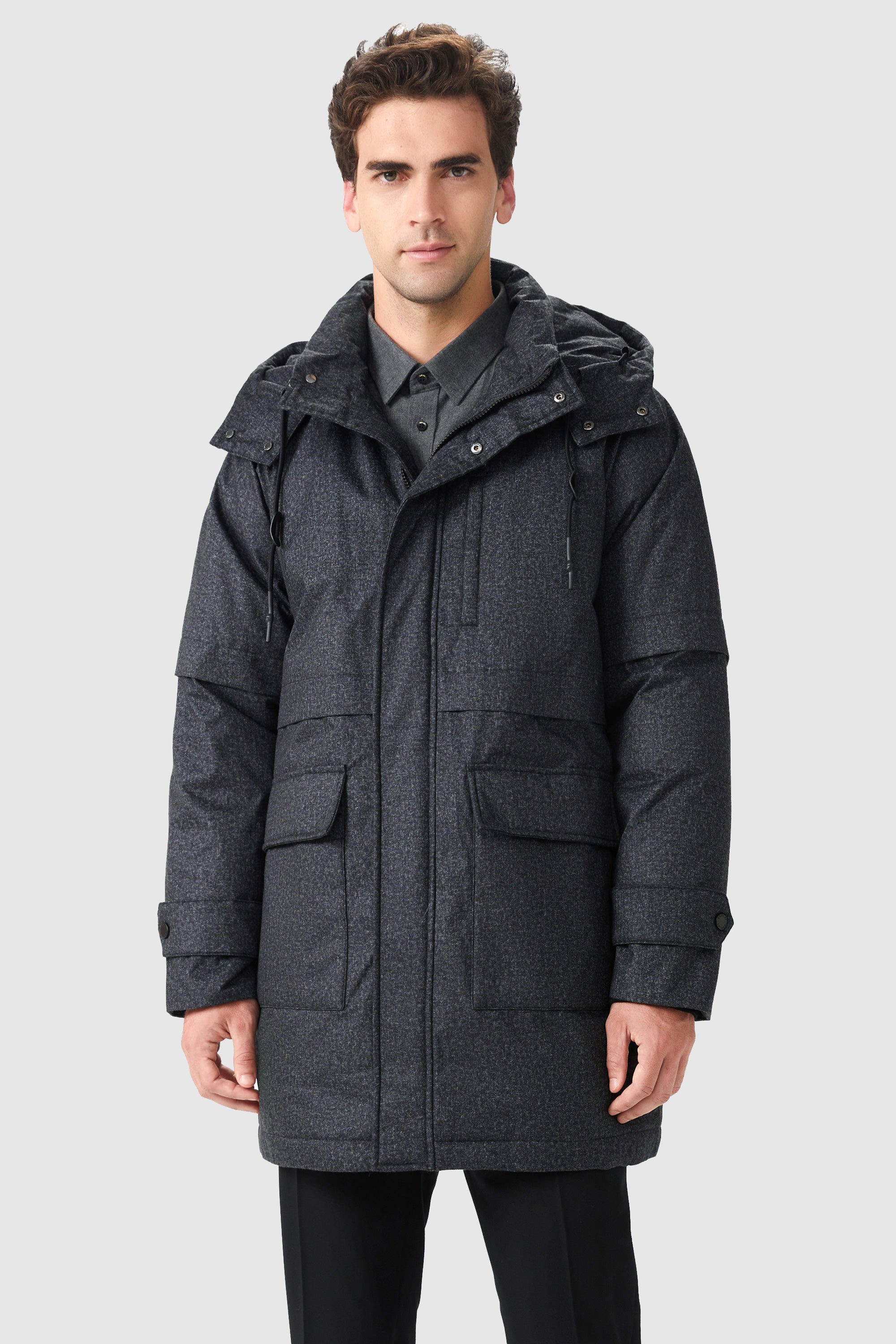 Orolay-Windproof Down Jacket with Hood-#color_Odyssey Gray