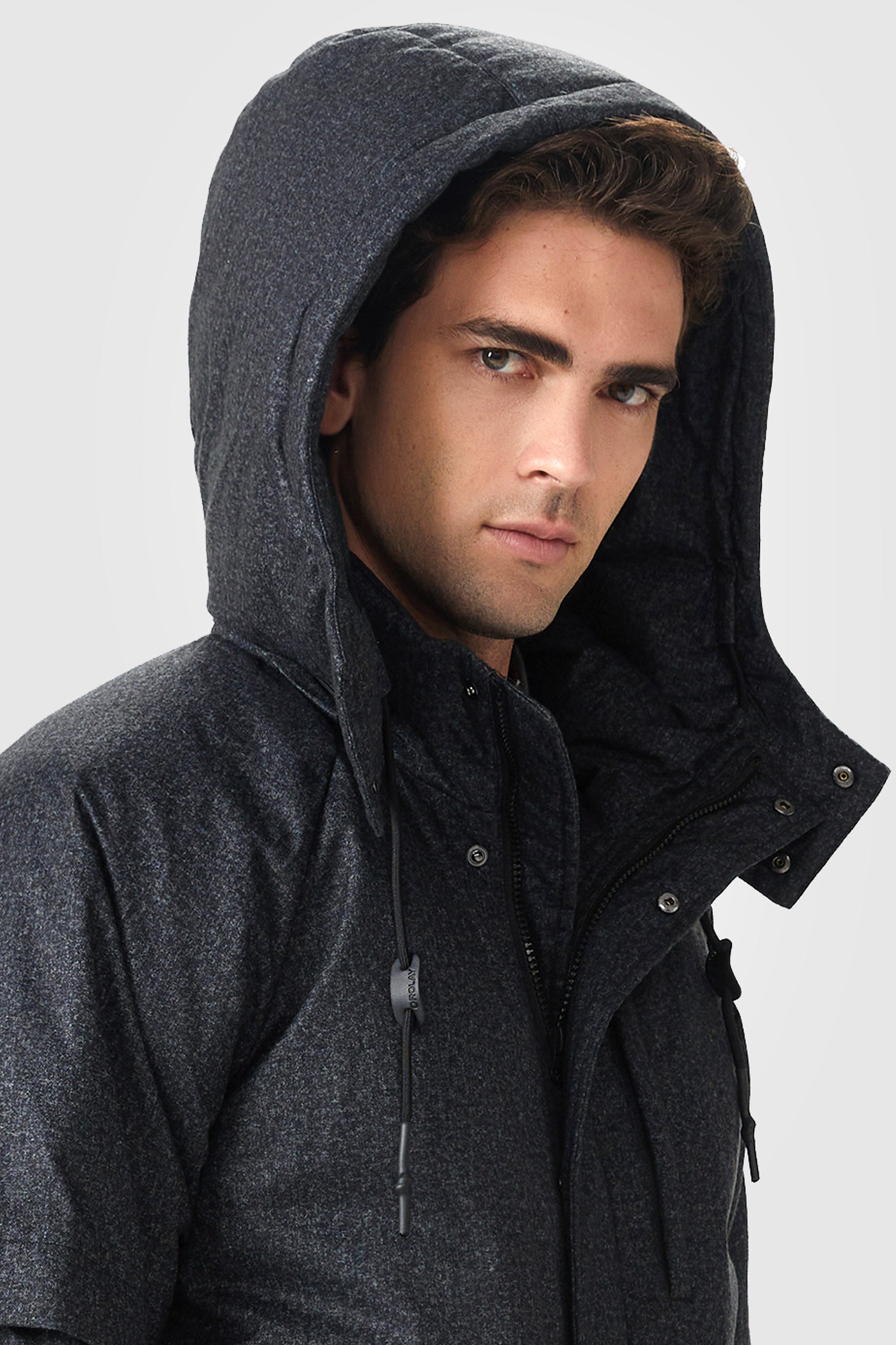 Orolay-Windproof Down Jacket with Hood-#color_Odyssey Gray