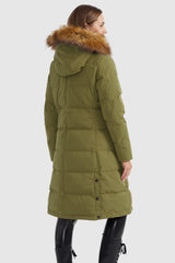 Orolay-Windproof Puffer Fur Hooded Down Coat-#color_Peat Moss