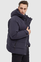 Orolay-Winter Hood Ribbed Cuff Down Jacket-#color_Blueprint